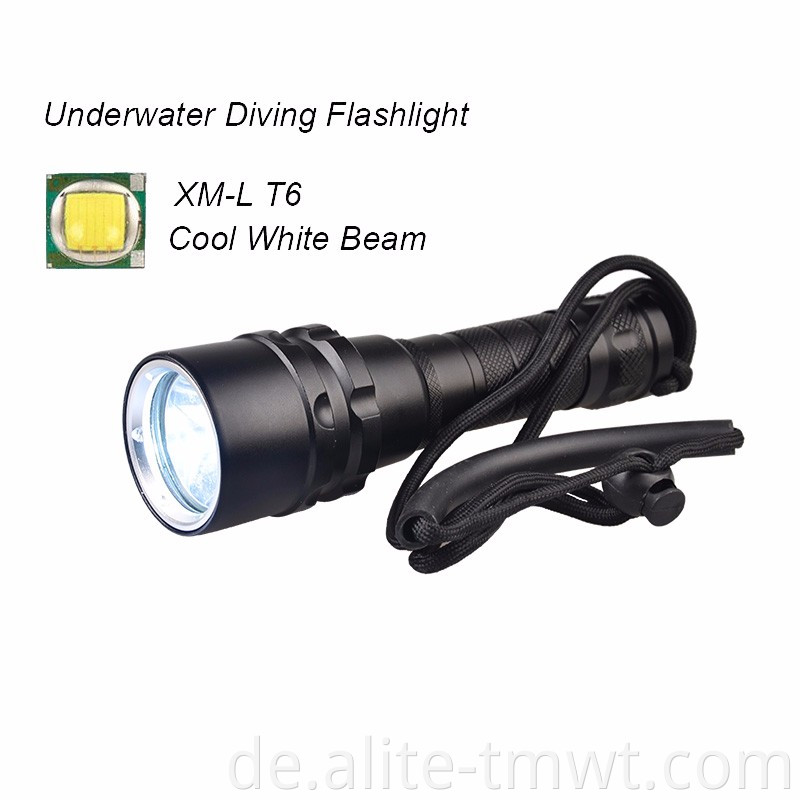 Schöne kleine UV -Scuba -Lichtunterwasser -LED -Taucher Taschenlampe Taschenlampe